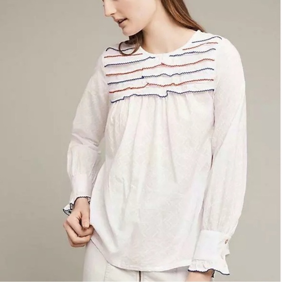 Banjanan Blue and Red Flamenco Top Size Large - Picture 1 of 11